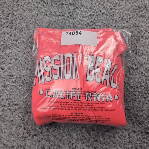 Mission Beach San Diego Hoodie Adult Small Neon Orange Destination Pullover - Picture 6 of 6